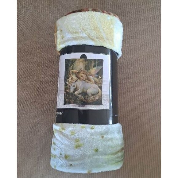 New Baby Fairy and Unicorn Plush Throw Blanket Gift Soft Mystical Forest Light - Picture 5 of 5